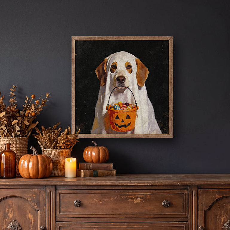 Trick Or Treat Beagle Wood Framed Print