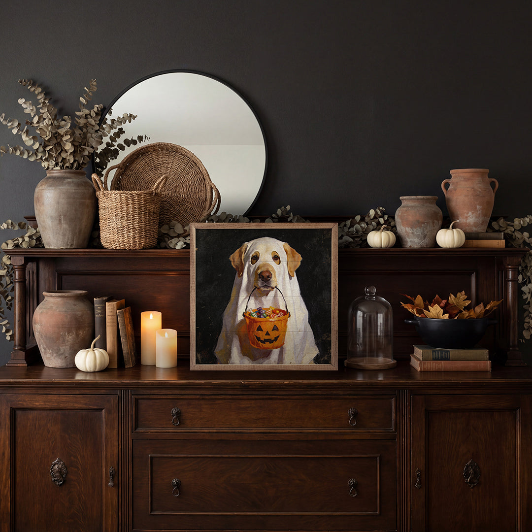 Trick Or Treat Lab Wood Framed Print