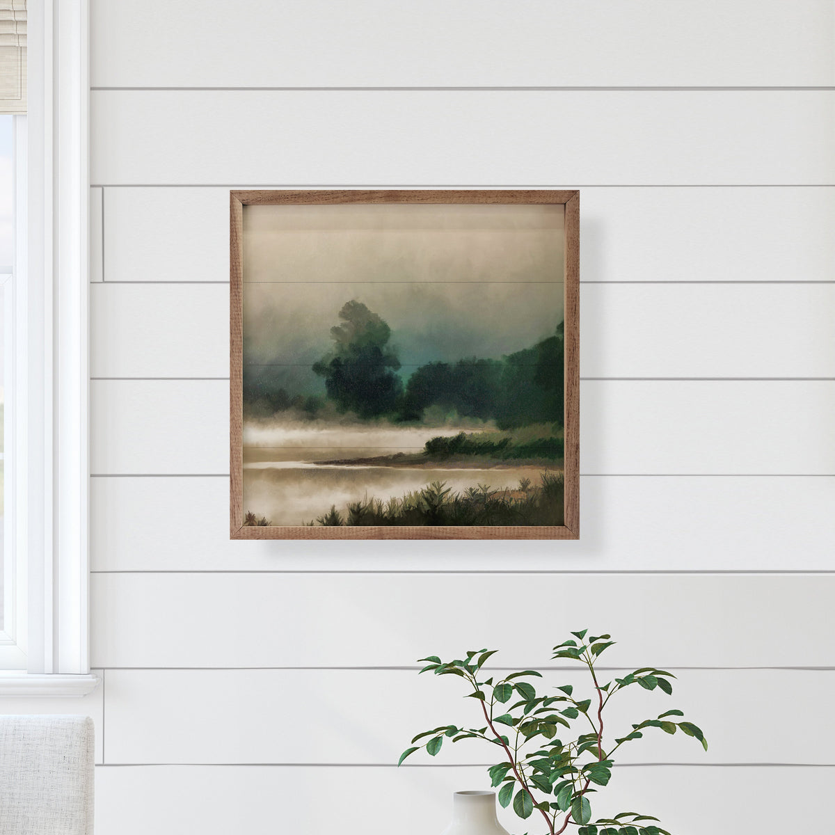 Vintage Landscape Painting Wood Framed Print