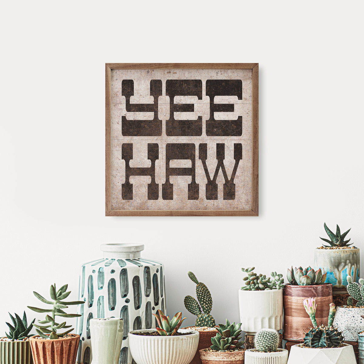 YeeHaw Wood Framed Print