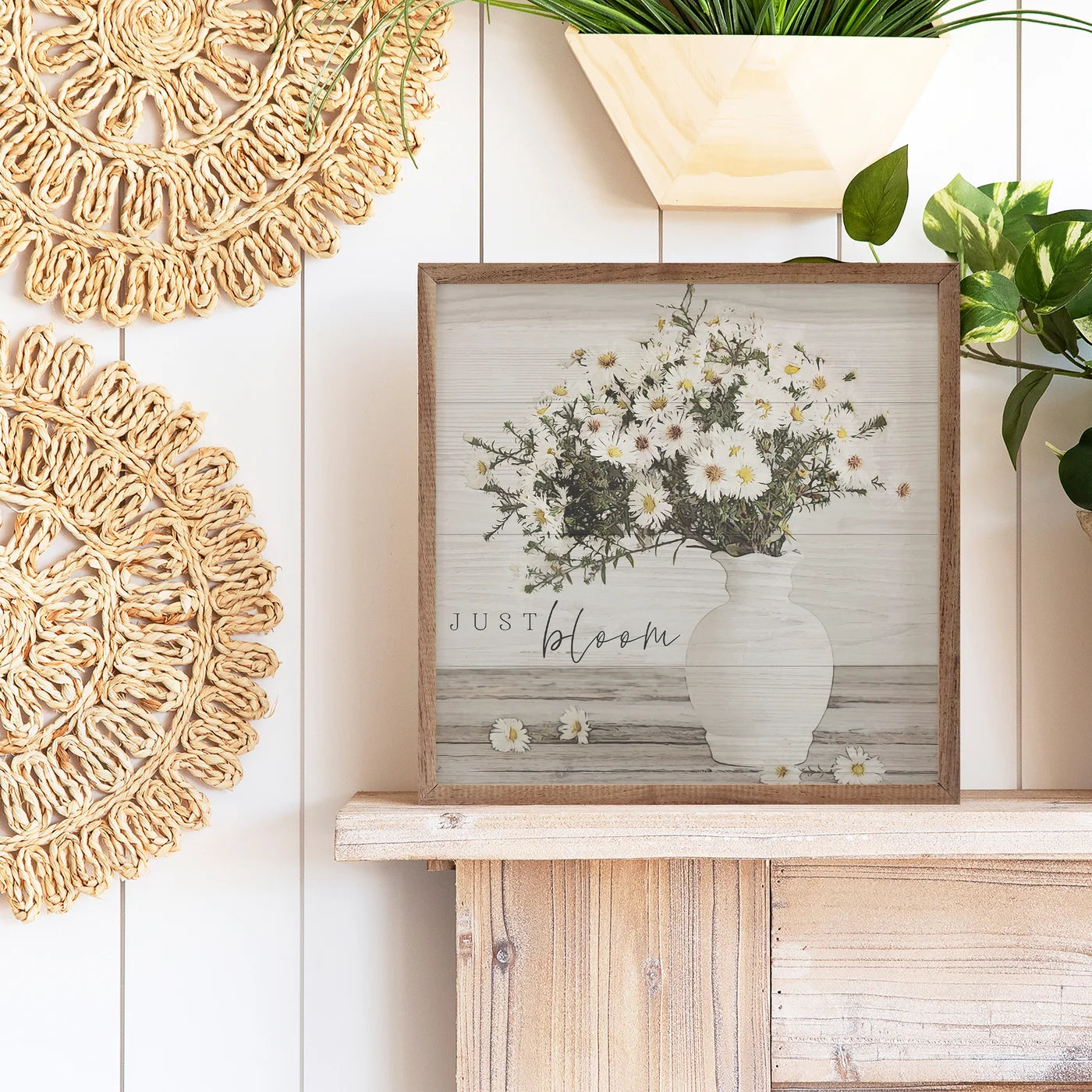 Just Bloom Flower Vase Wood Framed Print