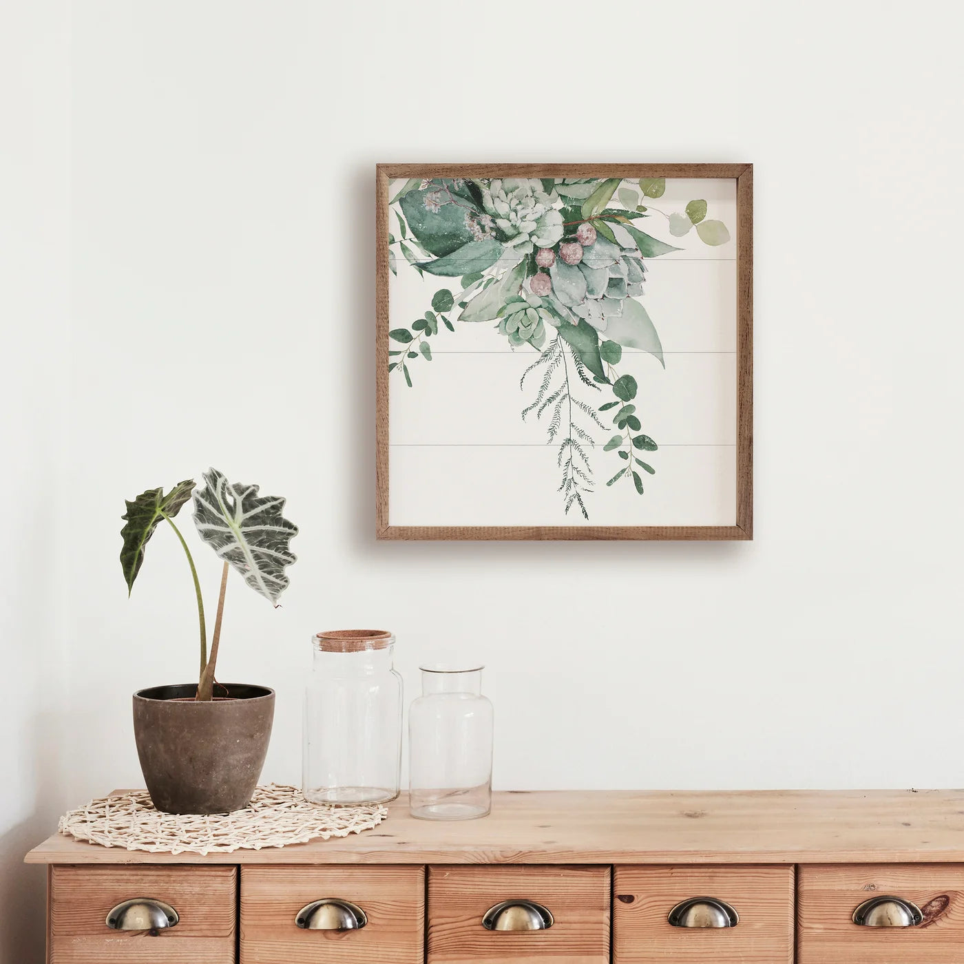 Succulent Bouquet Three Wood Framed Print