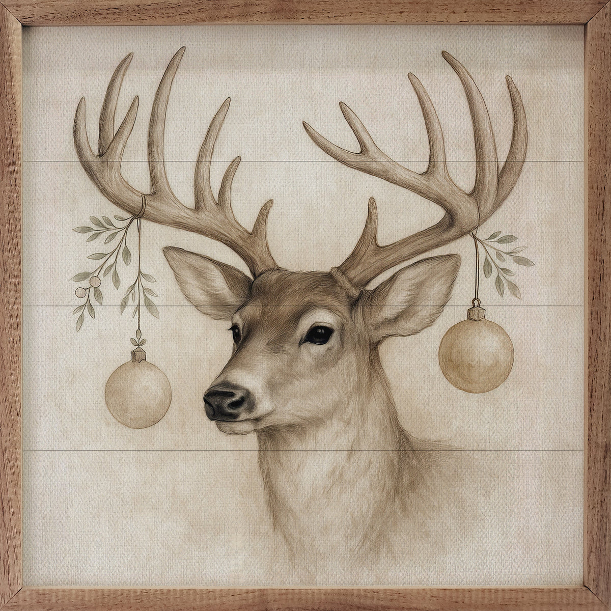 Holiday Deer Wood Framed Print