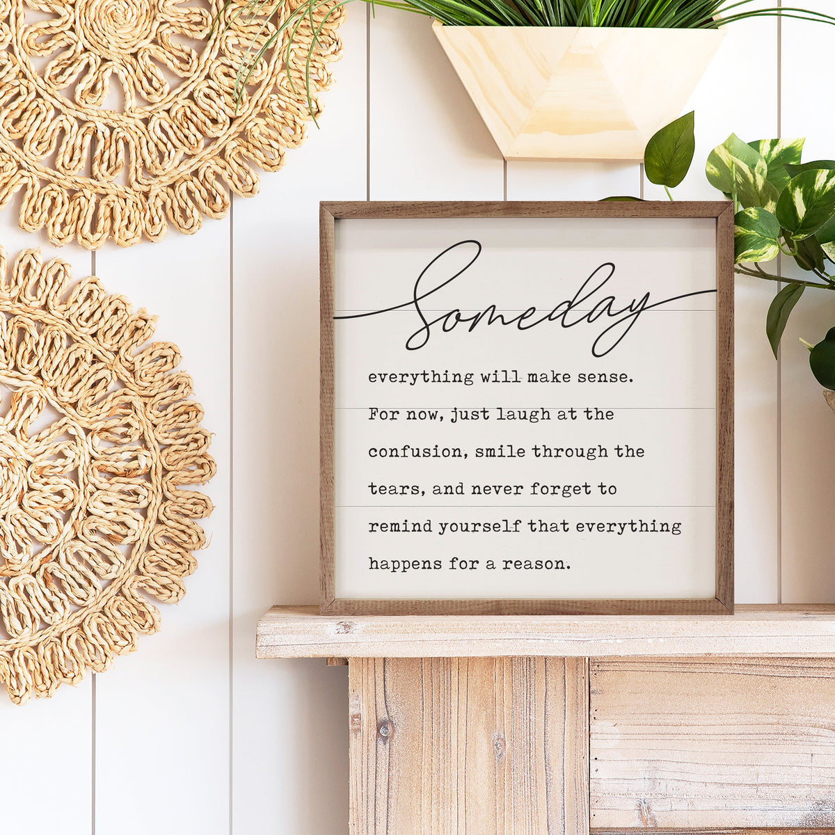 Someday Square Wood Framed Print
