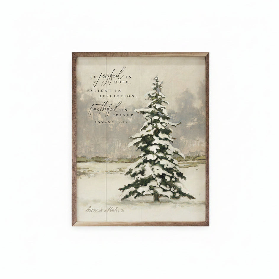 Be Joyful In Hope Winter Tree Wood Framed Print