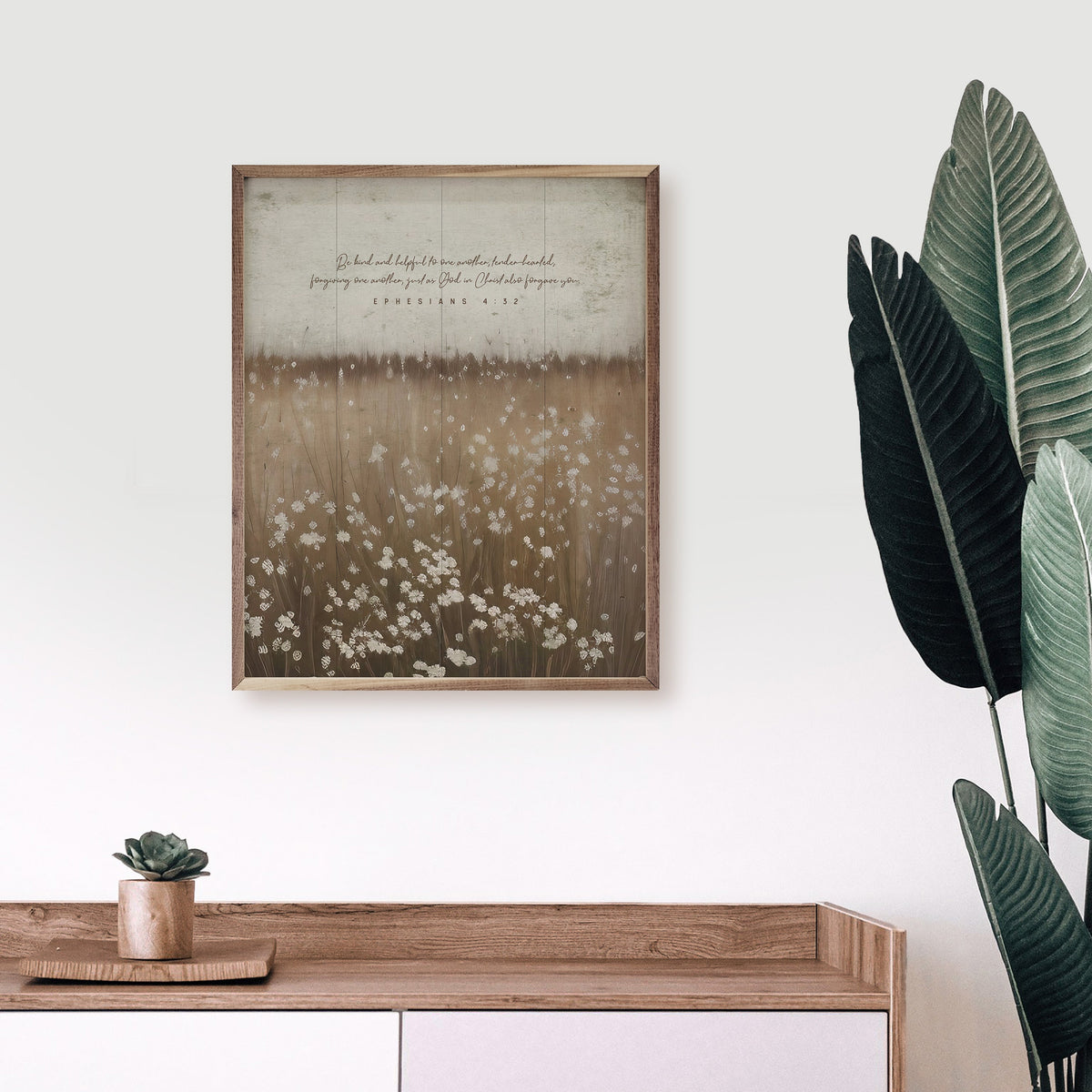 Be Kind And Helpful Flower Field Wood Framed Print