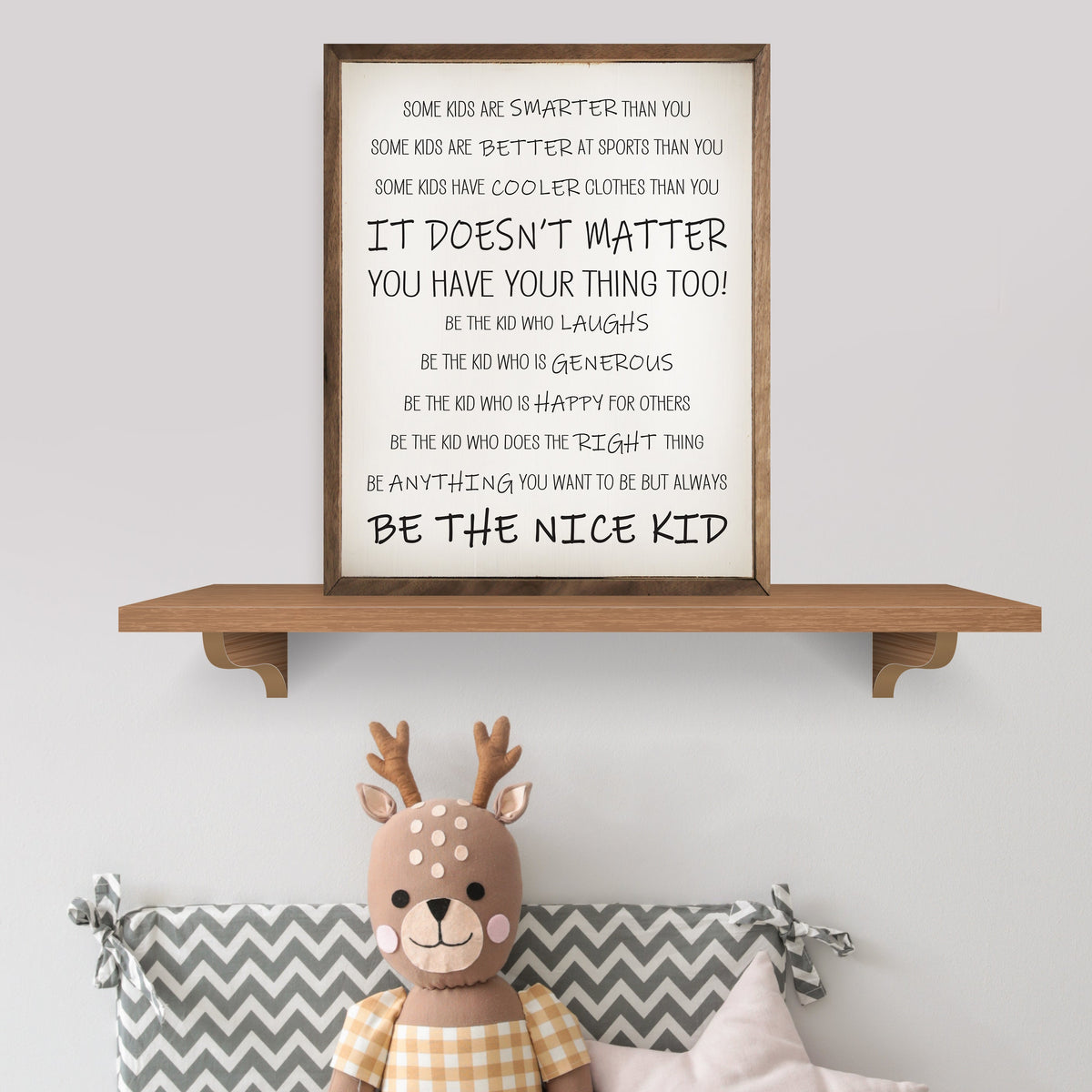 Be The Nice Kid White Wood Framed Print