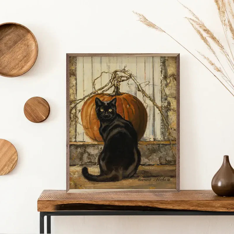 Black Cat Wood Framed Print