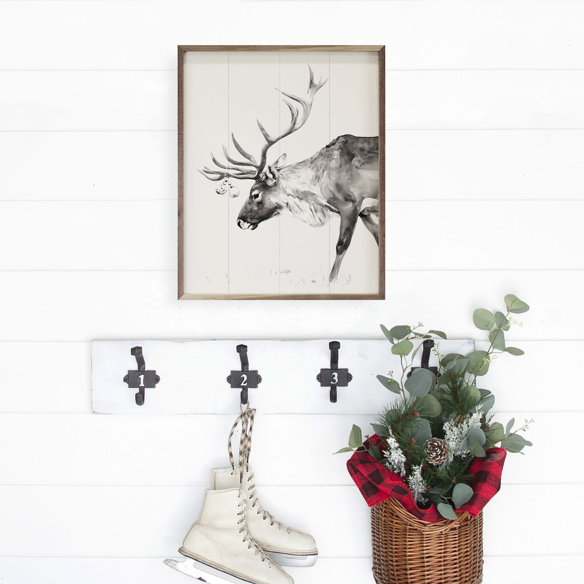 Christmas Reindeer Wood Framed Print