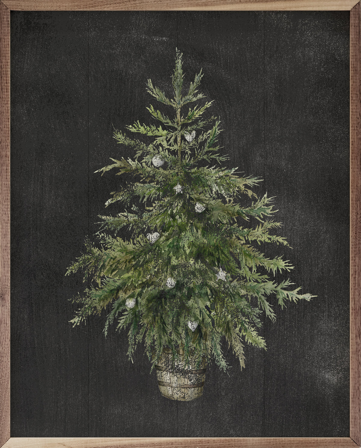Christmas Tree Black Wood Framed Print