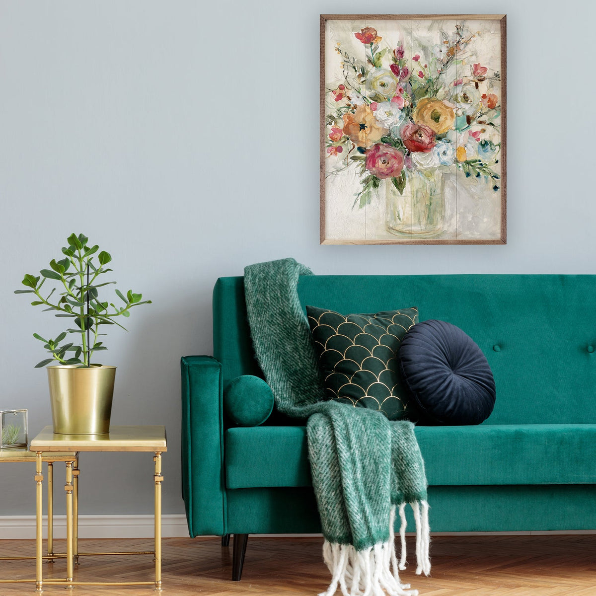 Contemporary Bouquet Wood Framed Print