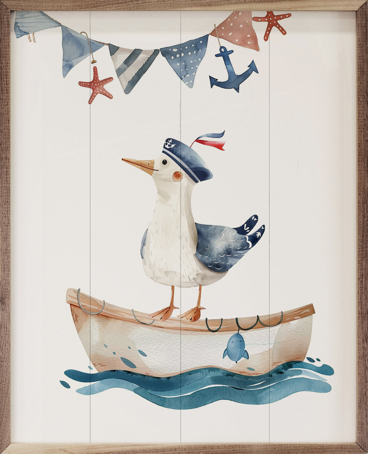 Cute Sailor Seagull Wood Framed Print