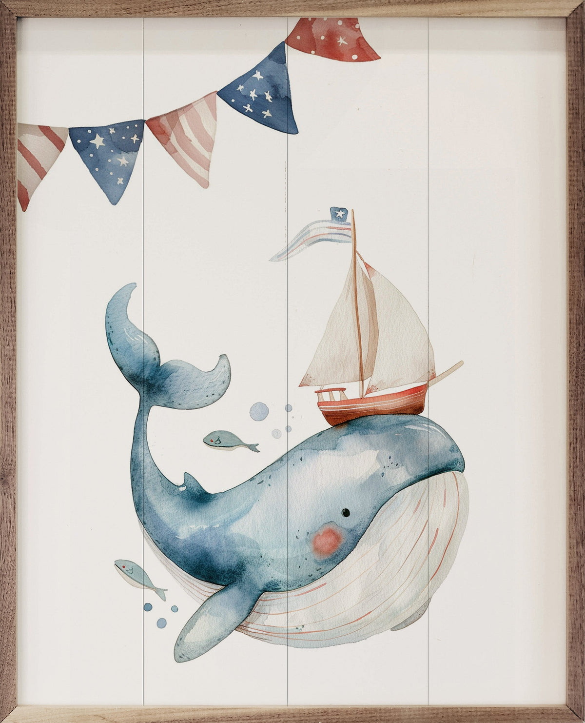 Cute Sailor Whale Wood Framed Print