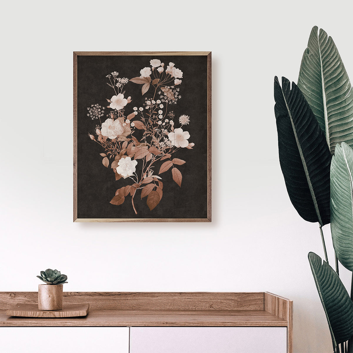 Dark Vintage Floral 3 By Nina Blue Wood Framed Print