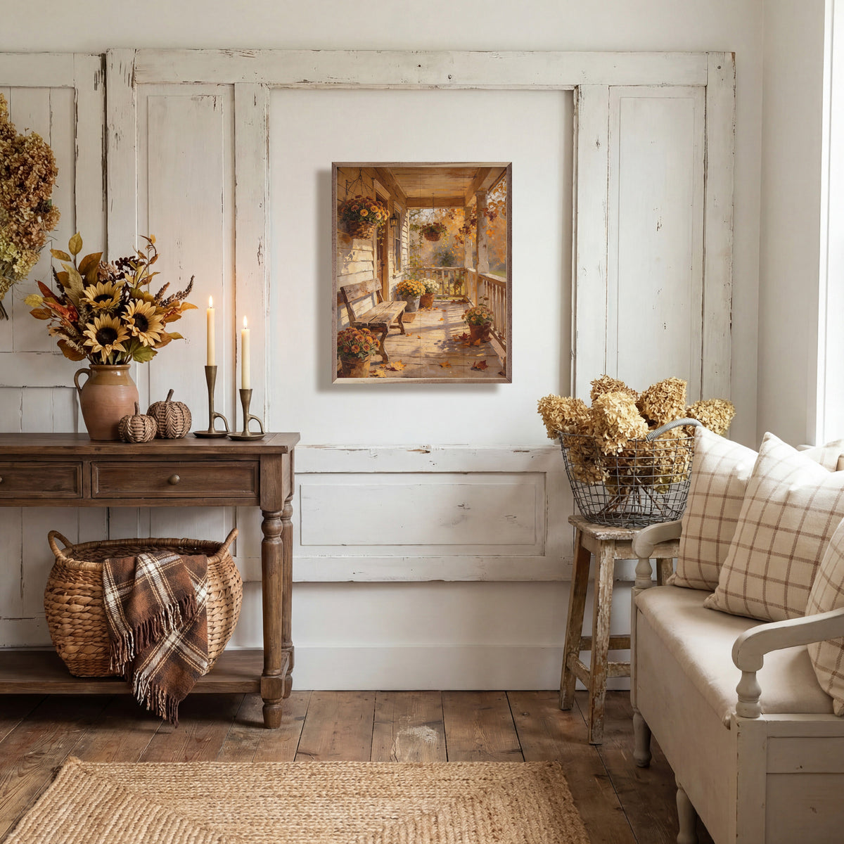 Fall's Front Porch Wood Framed Print