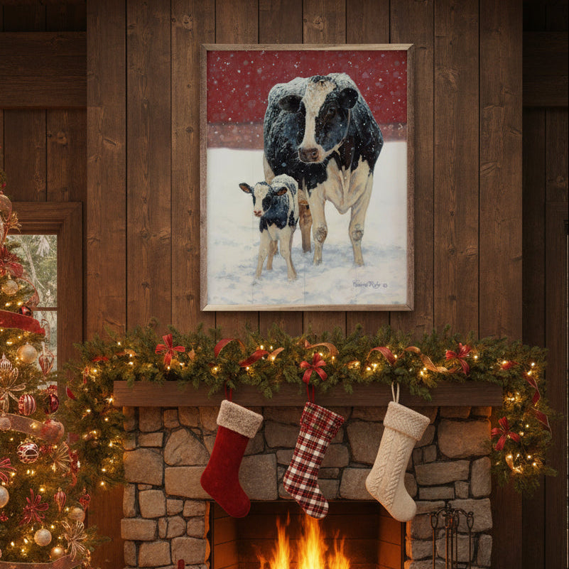 First Christmas By Bonnie Mohr Wood Framed Print