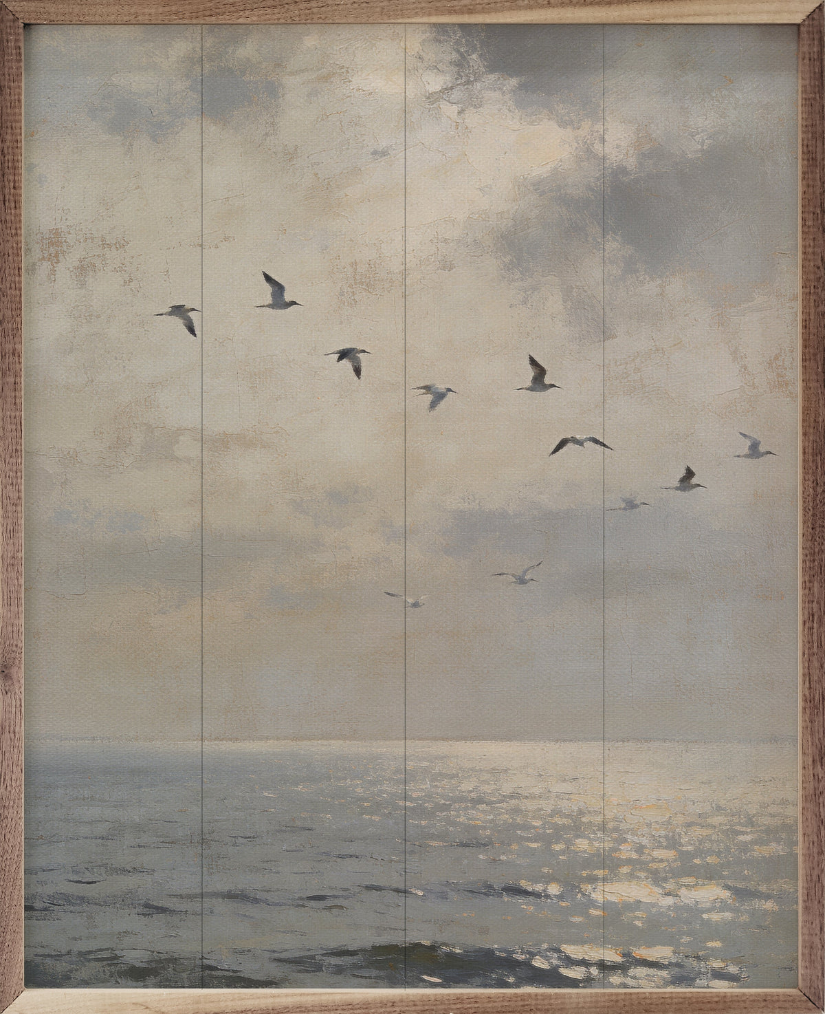 Flight Over Open Water Wood Framed Print