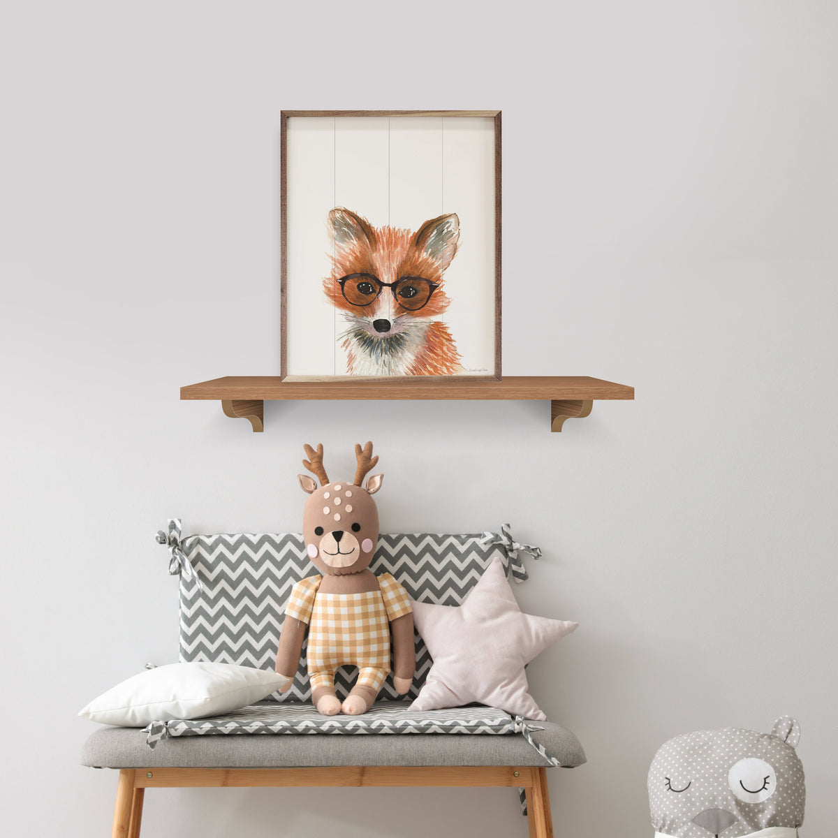 Fox In Glasses By Mercedes Lopez Charro Wood Framed Print