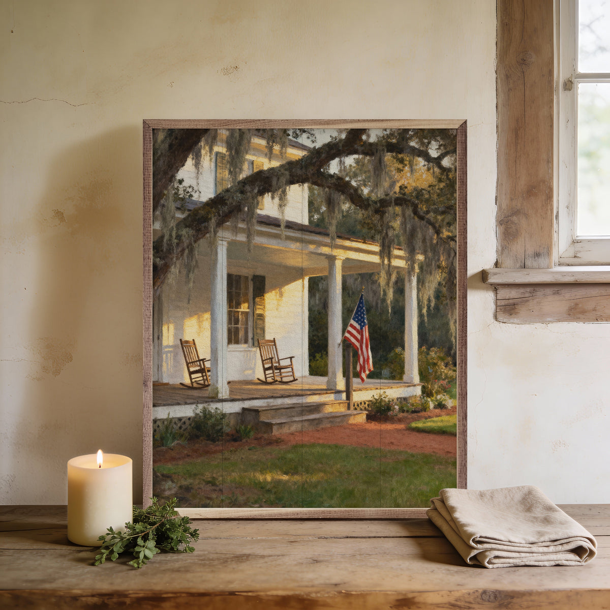 Front Porch Southern Homestead Wood Framed Print