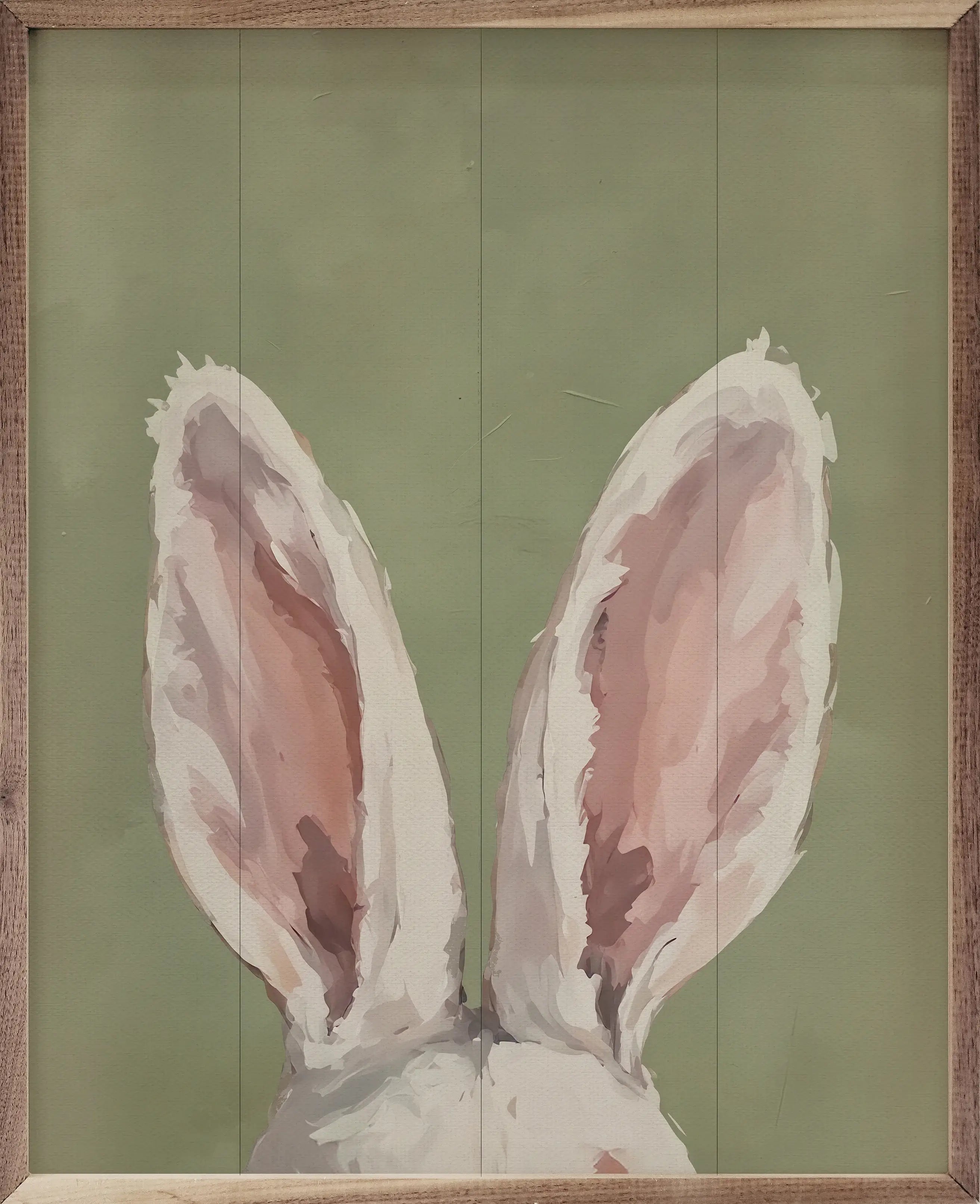 Green Bunny Ears Wood Framed Print
