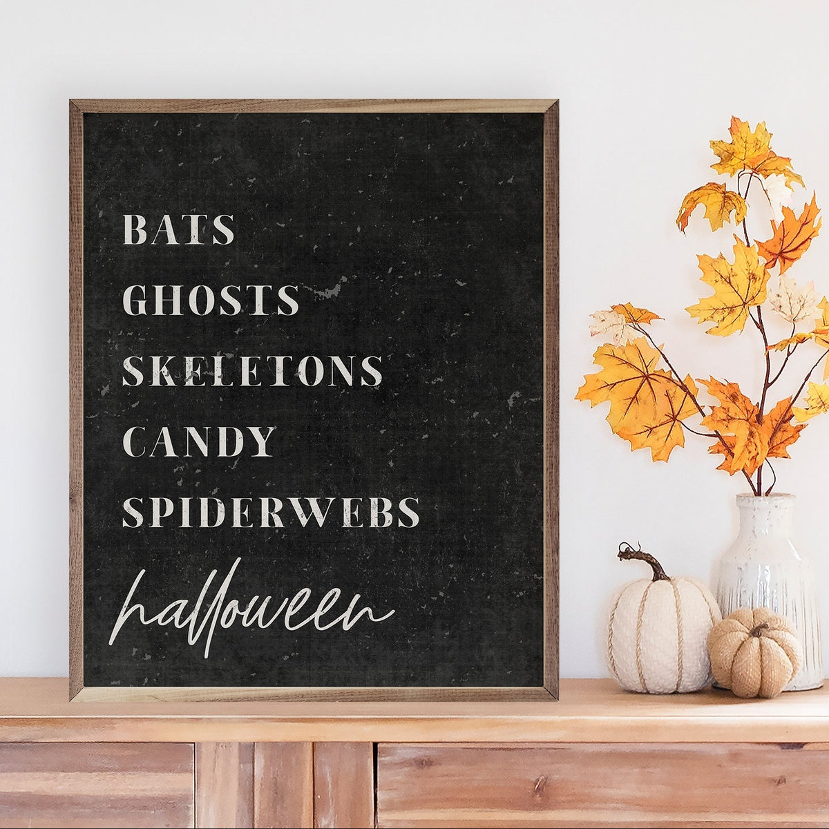 Halloween Traditions Black Wood Framed Print