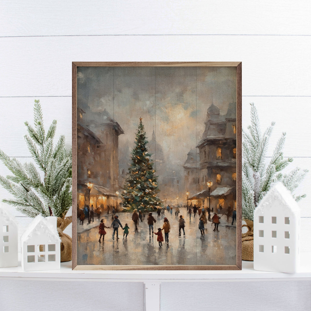 Ice Skating Center Wood Framed Print
