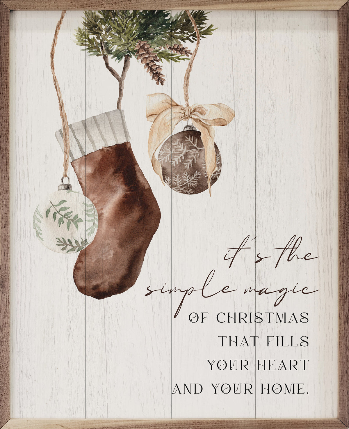 It's The Simple Magic Stocking Ornament Wood Framed Print