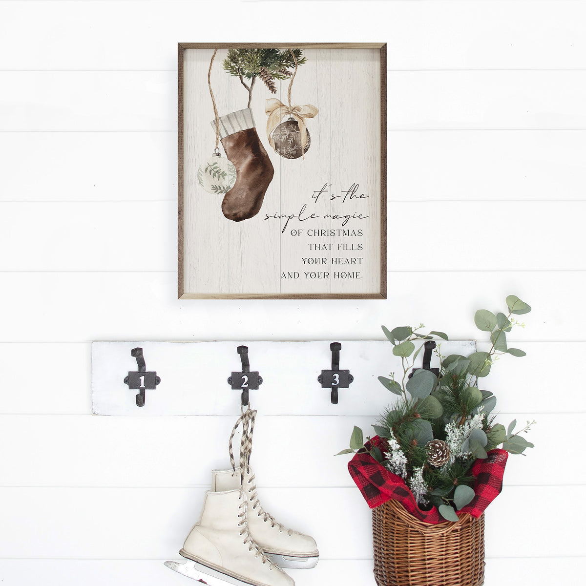 It's The Simple Magic Stocking Ornament Wood Framed Print