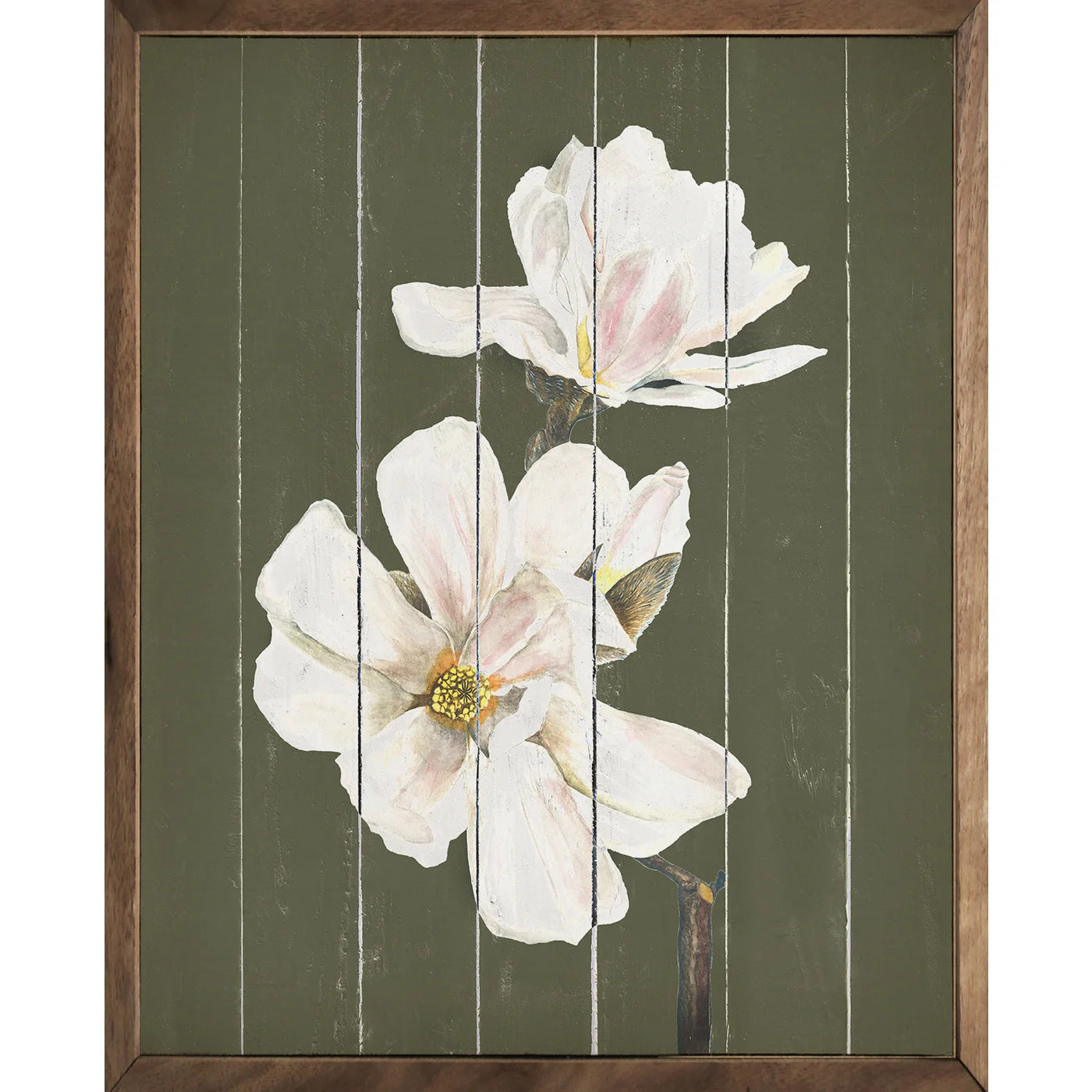 Magnolia Green Wood Framed Print