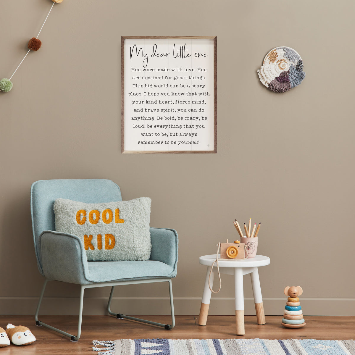 My Dear Little One White Wood Framed Print