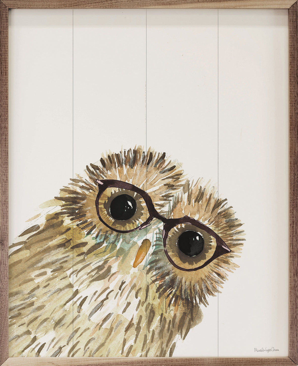 Owl In Glasses Wood Framed Print