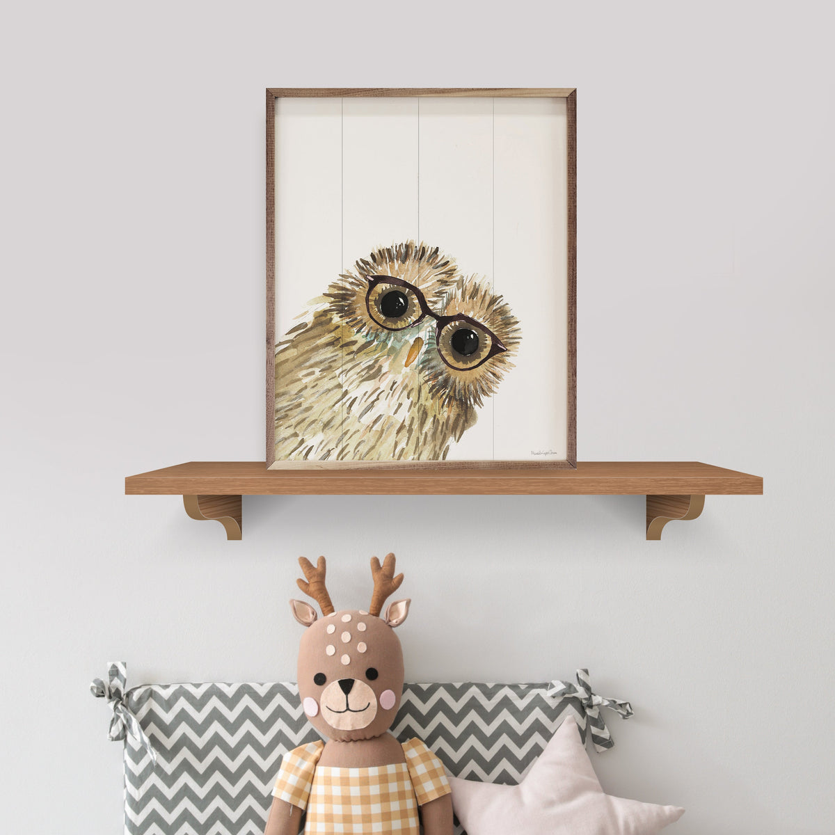 Owl In Glasses Wood Framed Print