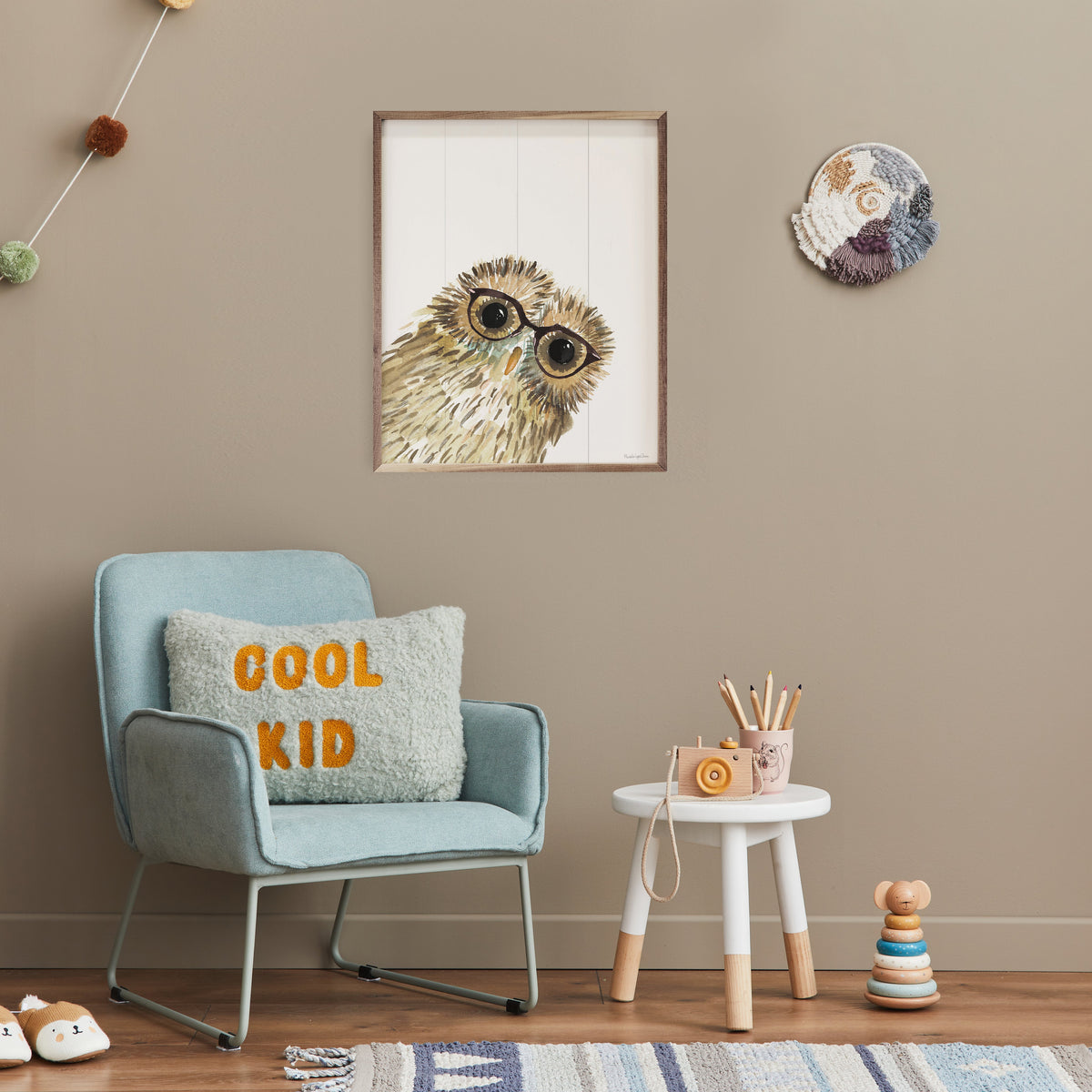 Owl In Glasses Wood Framed Print