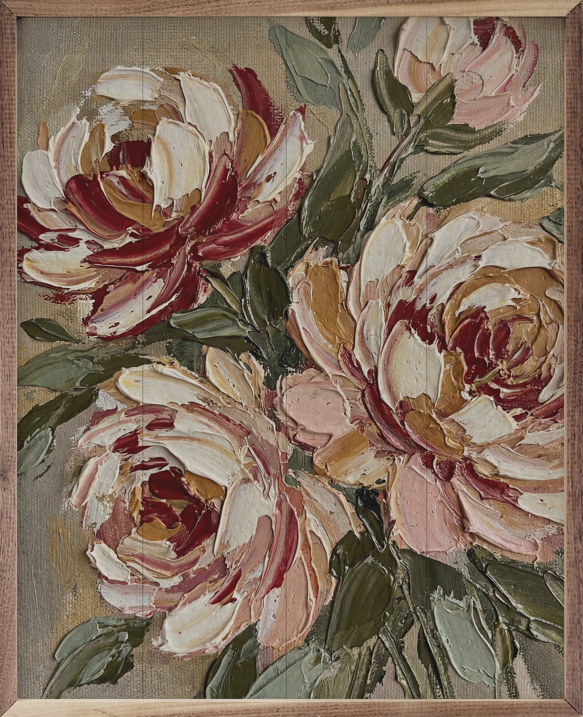 Painterly Rose Garden Wood Framed Print