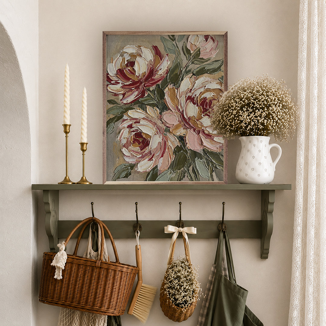 Painterly Rose Garden Wood Framed Print
