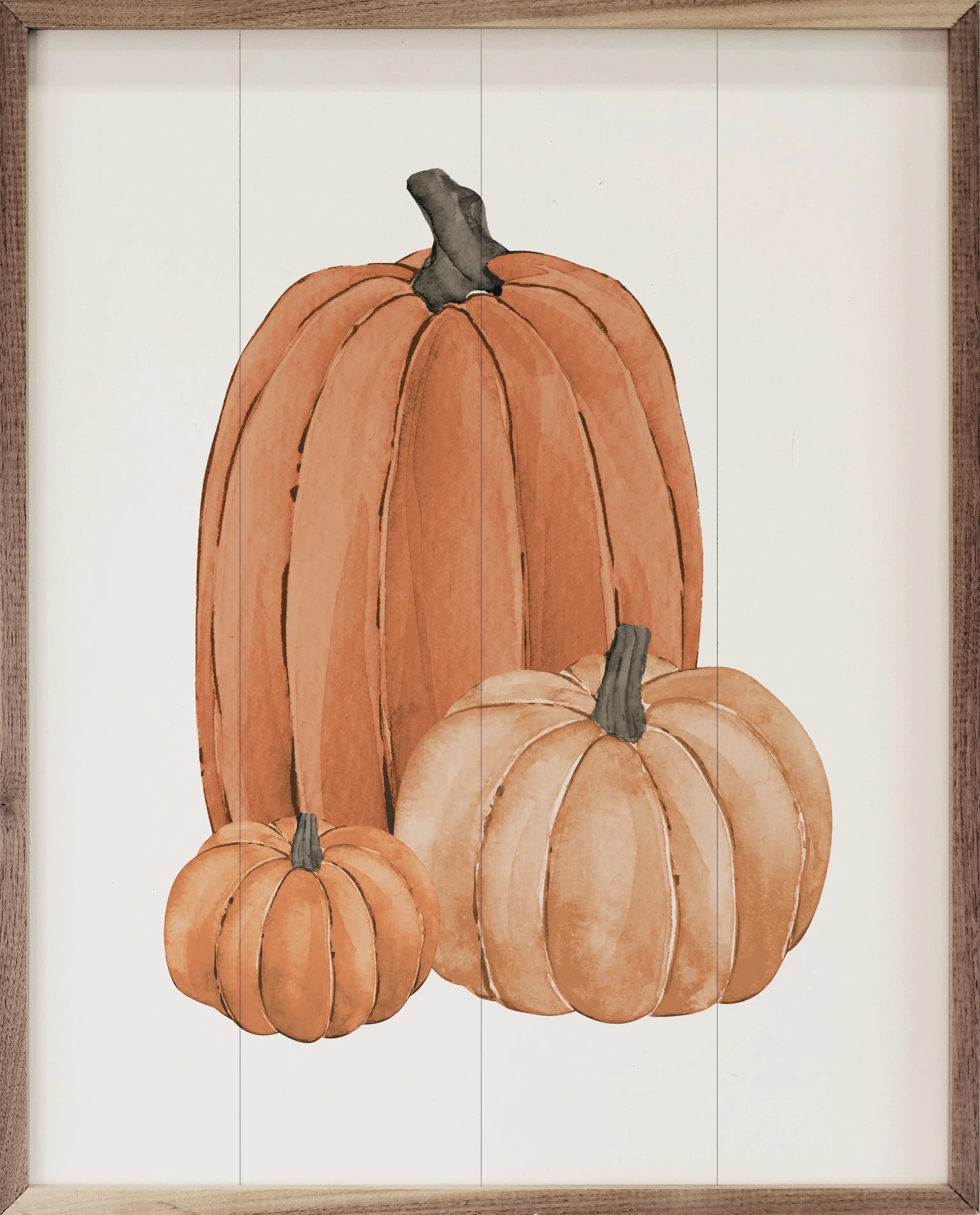 Pumpkin Trio Orange Wood Framed Print