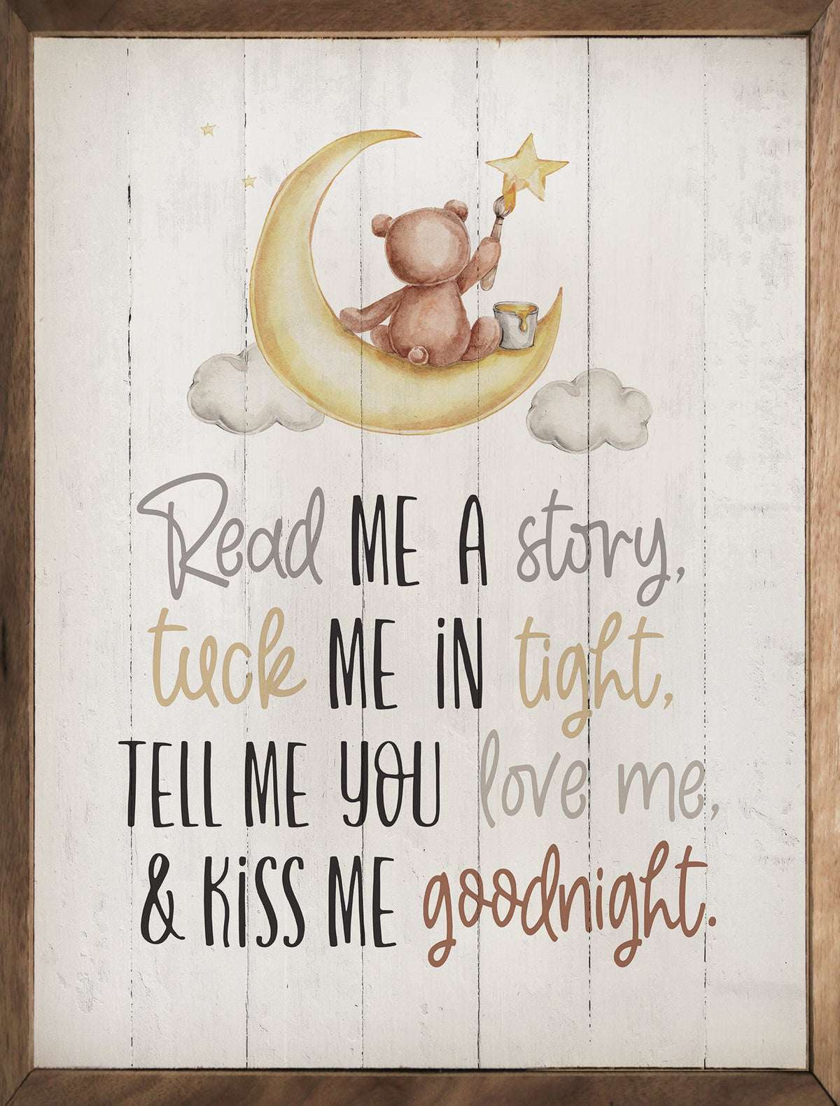 Read Me A Story Moon Whitewash Wood Framed Print
