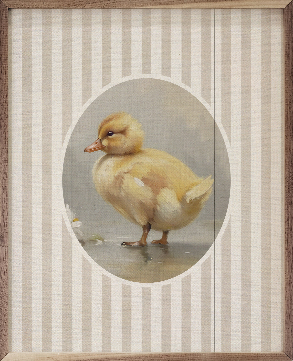 Stripes & Duckling Wood Framed Print