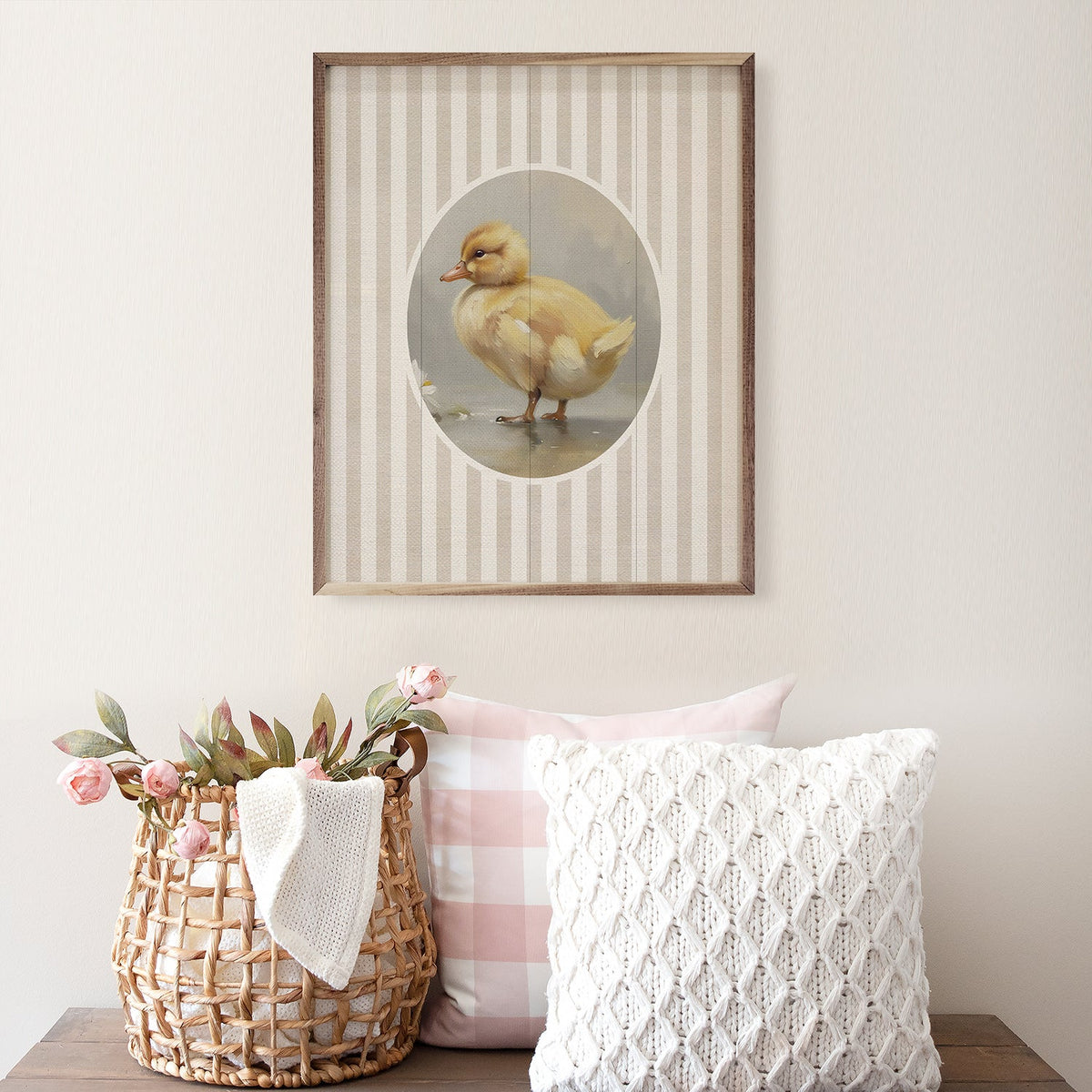 Stripes & Duckling Wood Framed Print