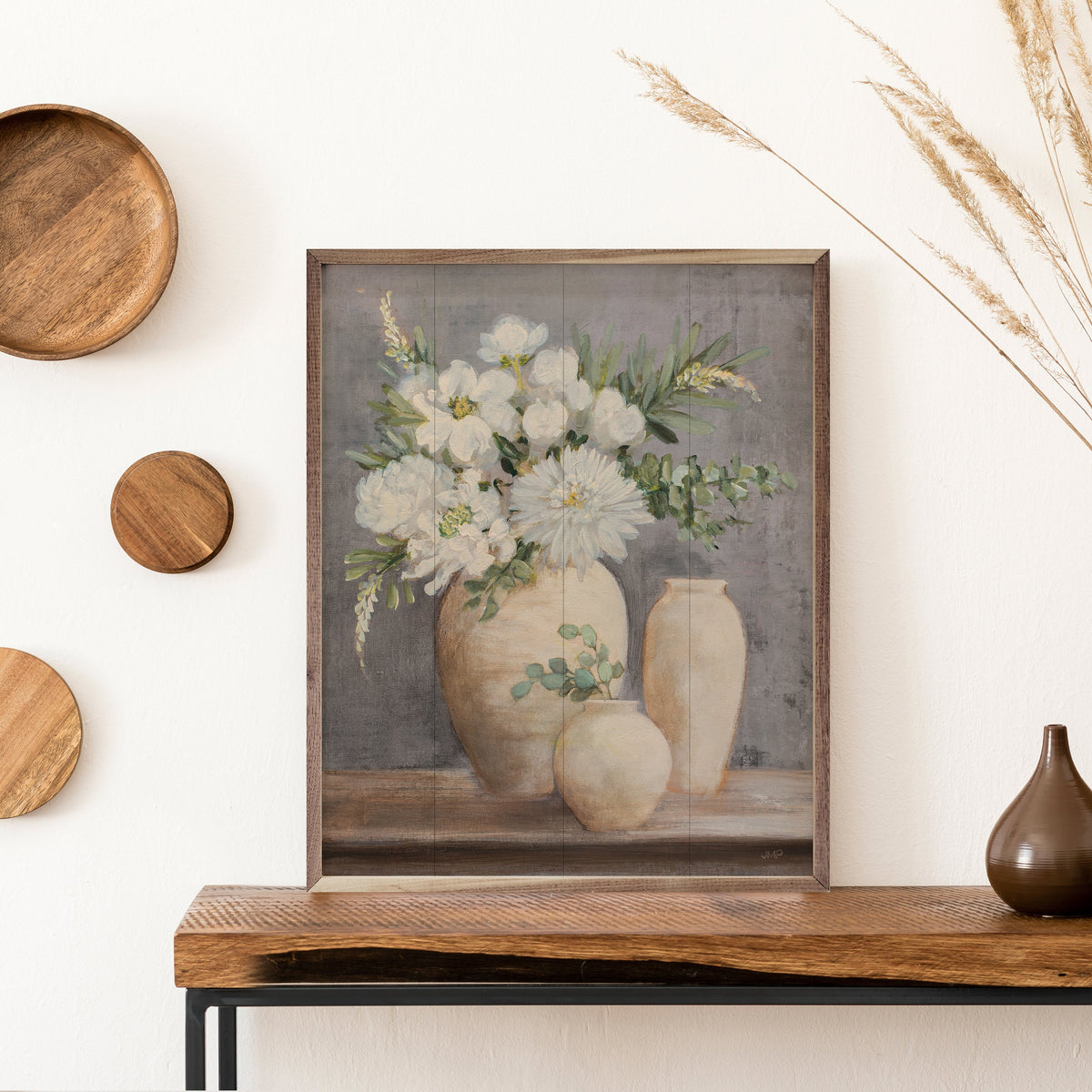 Subtle And Scented Light Gray By Julia Purinton Wood Framed Print