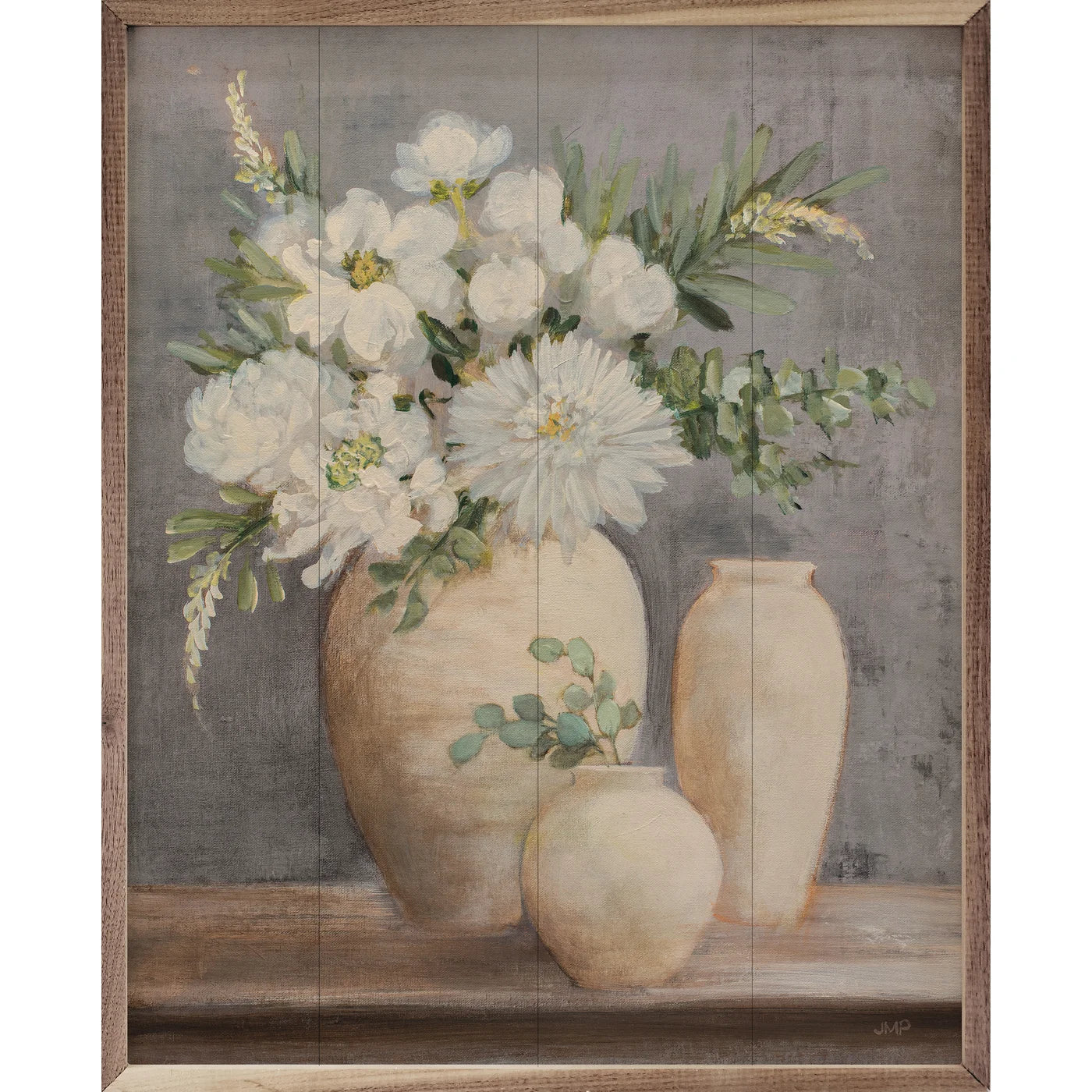 Subtle And Scented Light Gray By Julia Purinton Wood Framed Print