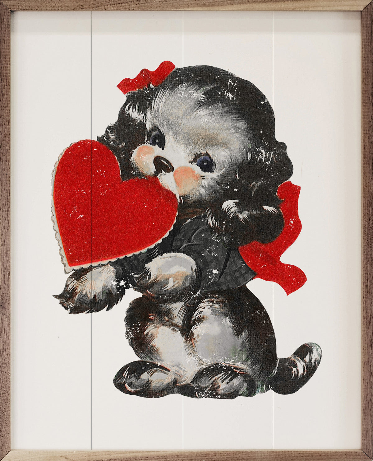 Sweet Valentine Dog Wood Framed Print