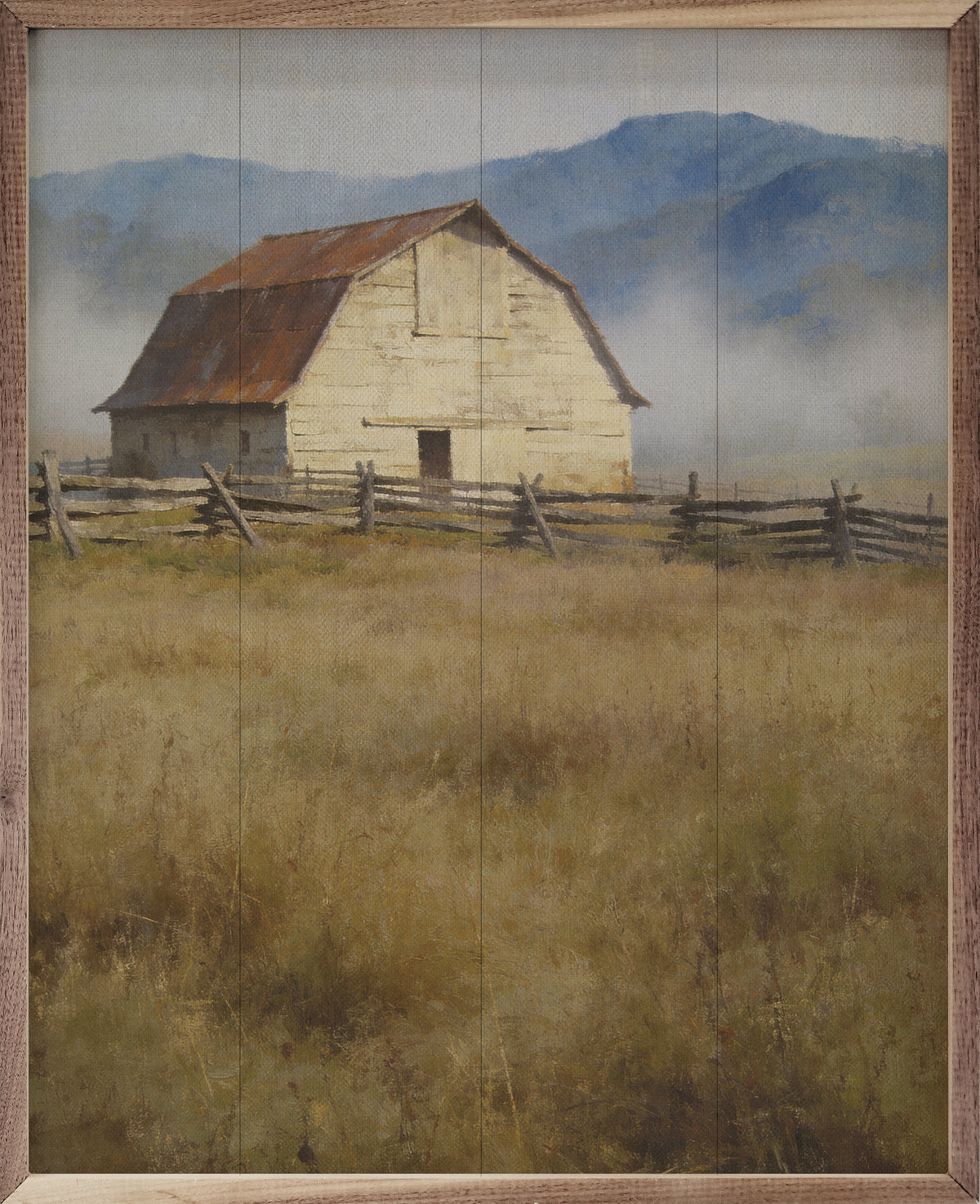 The Old Mountain Barn Wood Framed Print
