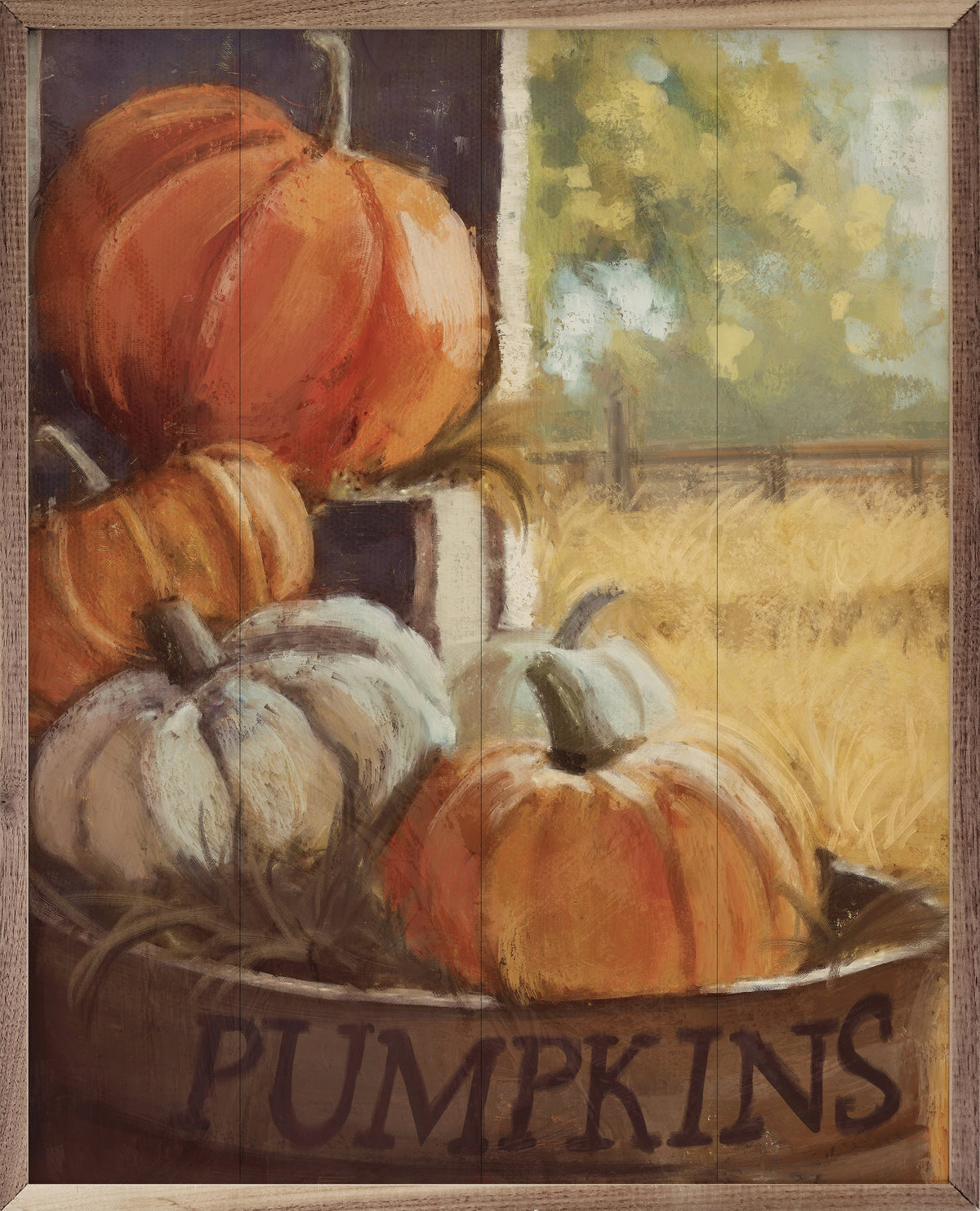 Vintage Pumpkins Wood Framed Print