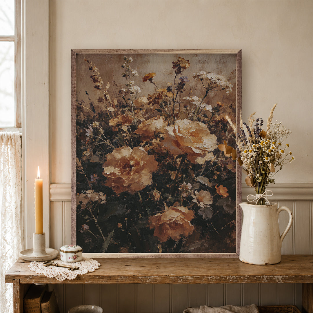 Warm Wildflower Meadow Wood Framed Print