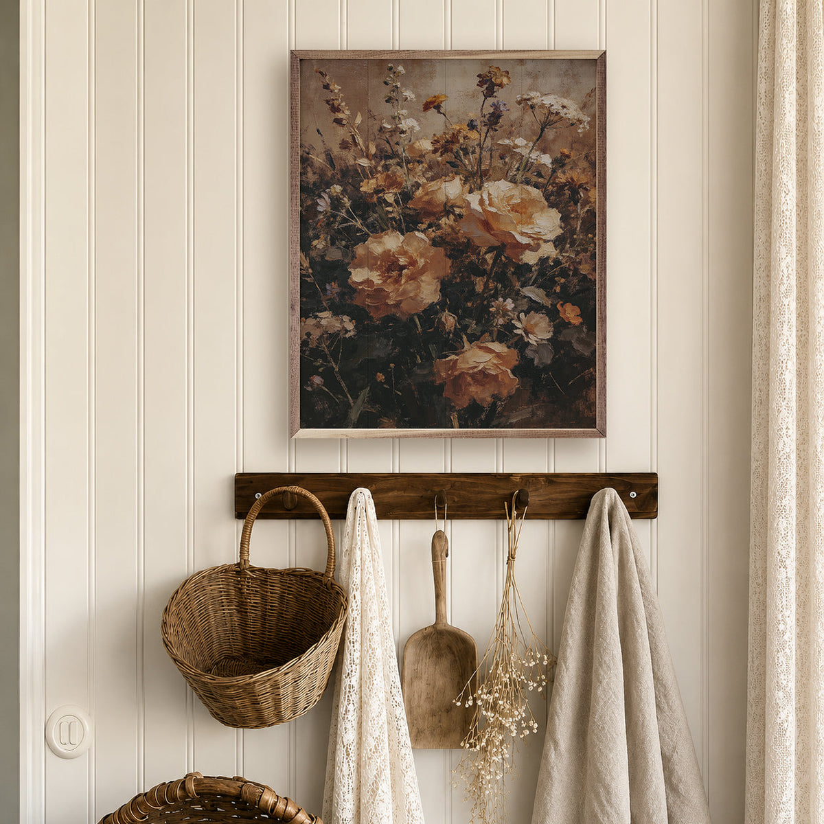 Warm Wildflower Meadow Wood Framed Print