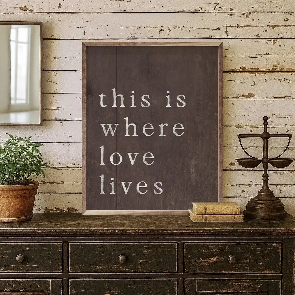 Where Love Lives Wood Framed Print