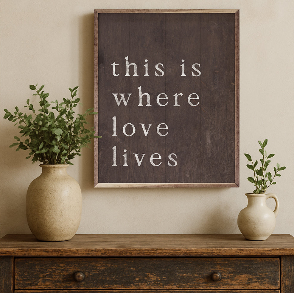 Where Love Lives Wood Framed Print