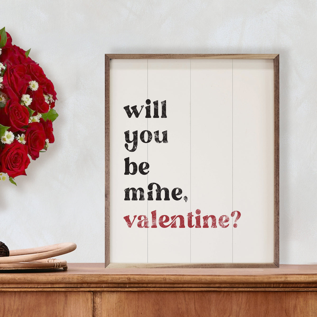 Will You Be My Valentine Wood Framed Print