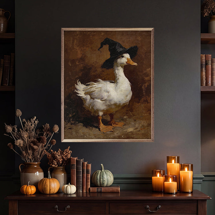 Witch Hat Duck Wood Framed Print